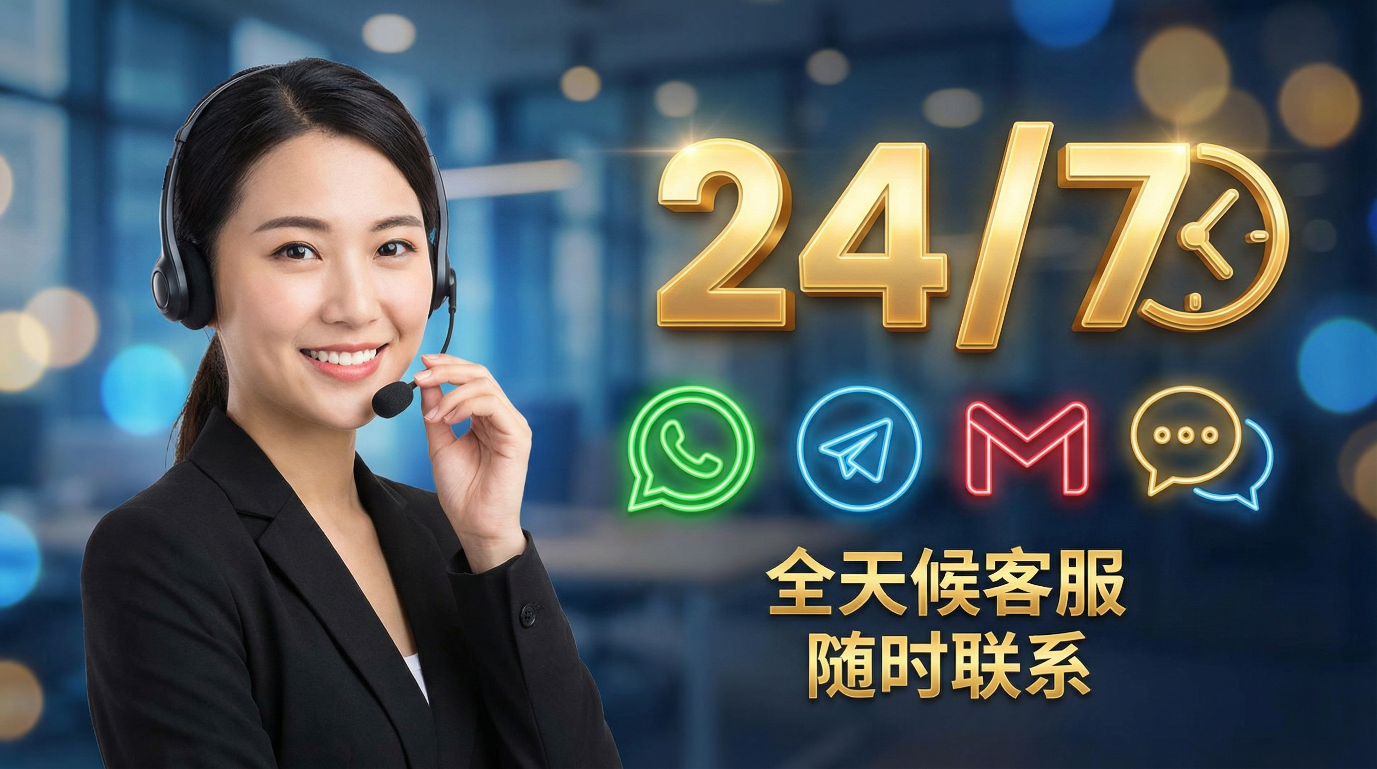 24小时全天候客户服务支持